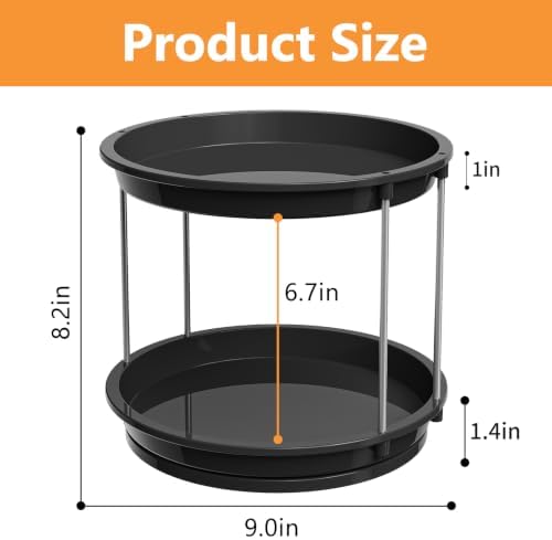 360 Rotating Makeup Organizer for Vanity, 2 Tier Cologne Organizer for Men, Skincare & Perfume Holder for Bathroom Counter, Dresser, Shelf, Cabinet, Black - Image 3