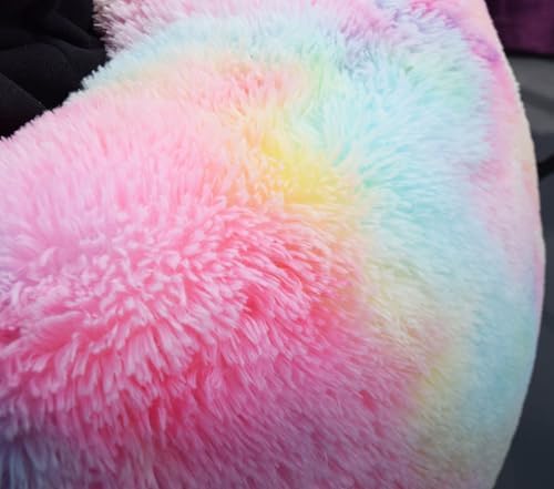 Fluffy Stuffed Animal Storage Bean Bag Chair Cover (No Filler), Faux Fur Comfy Bean Bag Cover for Organizing Plush Toys or Textile, for Adults Teens Kids Girls, Rainbow - Image 7