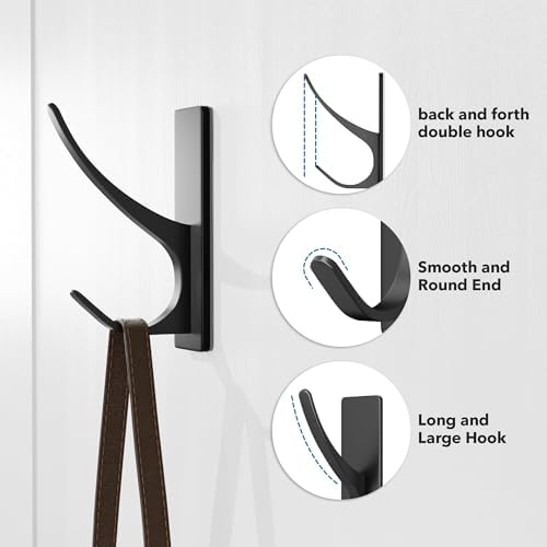 pickpiff 10 Pack Matt Black Self-Adhesive Hook, 13LB Hanger for Coat/Towel - Image 5
