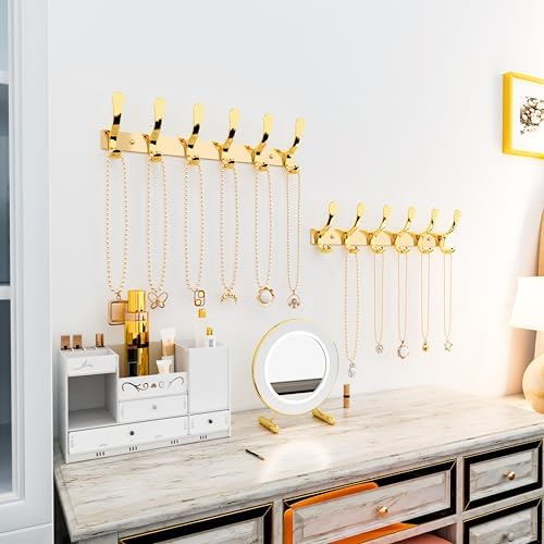 SKOLOO Heavy Duty Wall Mounted Coat Rack - 6 Hooks, Stainless Steel, Sturdy Coat Hooks for Hanging Coats, Jacket, Clothes, Hat, Bright Gold - Image 3