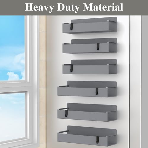 HuggieGems 6 Pack Dark Grey Magnetic Spice Rack Organizer for Refrigerator - Image 4