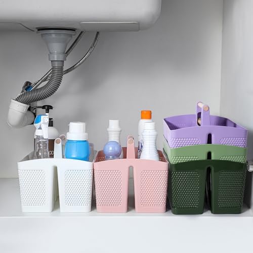 rejomiik Plastic Shower Caddy, Portable Shower Basket with Handle, Purple - Image 5