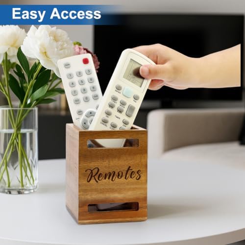 Acacia Wood TV Remote Control Holder Wall Mount Recliner Controller Caddy - Image 5