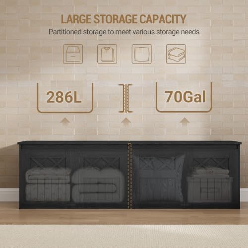 Hzuaneri 59 inches Rustic Storage Chest and Bench | 70 Gal | 330lb Seat - Image 4