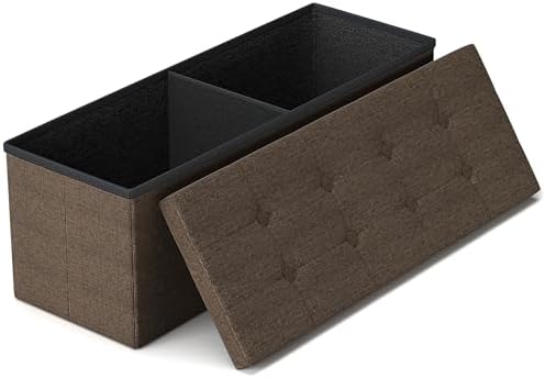 GLAXYFUR 43 Inches Folding Storage Ottoman Bench, Storage Chest, Brown by GLAXYFUR