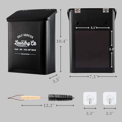 MONJITA Magnetic Lint Bin for Laundry Room, Wall Mounted Lint Trash Can with Lid for Dryer, Laundry Room Organization and Storage with Brush(Black) - Image 4