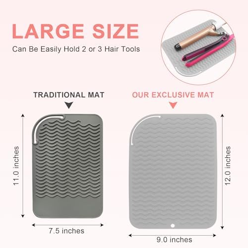 Suafrnut Plus Size Silicone Heat Resistant Mat for Hair Tools(12" x 9") - Image 4