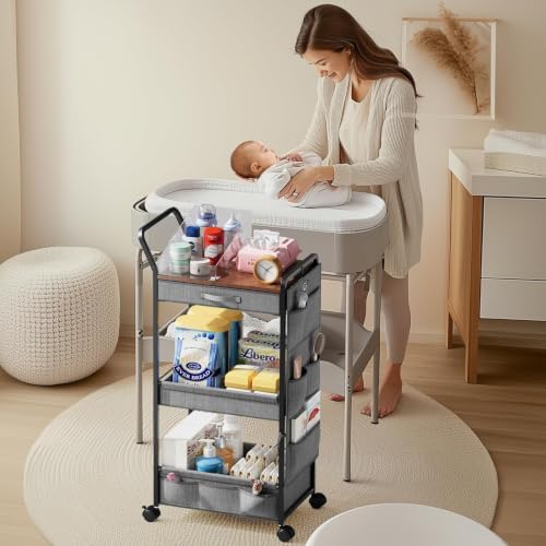BBLIKE Diaper Caddy Organizer, Baby Cart with Basket and Side Pockets - Image 4