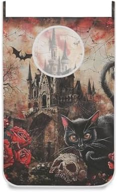 Halloween Castle Rose Door Hanging Laundry Hamper Bag with Free Adjustable Stainless Steel Hooks Dirty Clothes Hamper Extra Large Over the Door Laundry Hamper 29.5X20inch 1 PCS by WelcometoElliTarr
