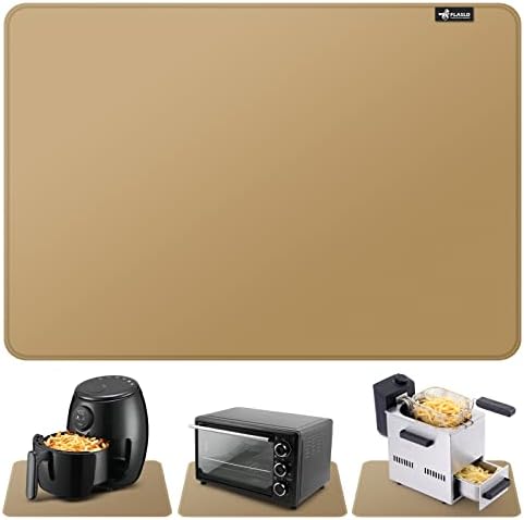 FLASLD Heat Resistant Mat for Air Fryer Site on, Fireproof Silicone Mats for Kitchen Counter, Countertop Protector, No-slip and Waterproof (12"X18", Brown) by FLASLD