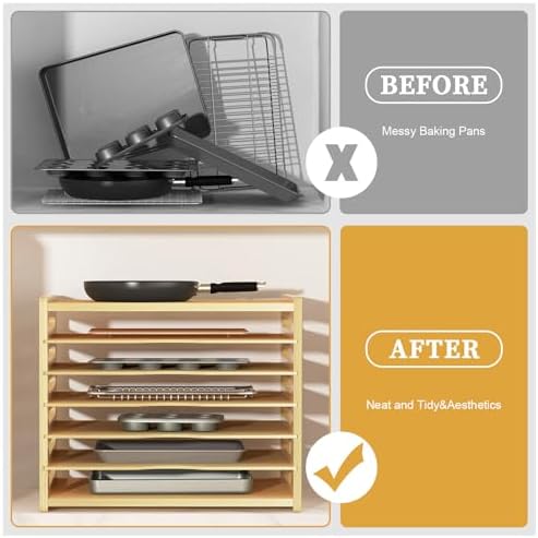 7 Tier Large Size Wooden Tray Dividers for Cabinets, Cookie Sheet Organizer - Image 6