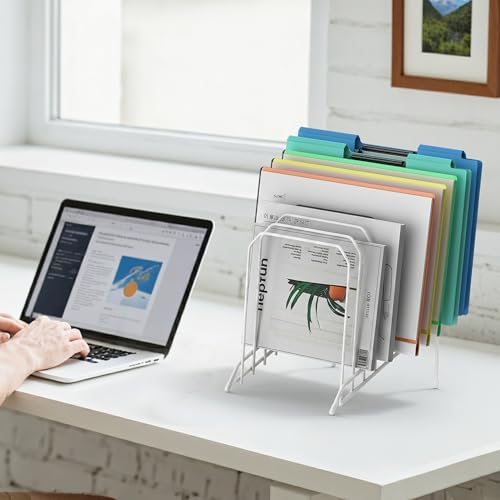 Incline Sorter Desk File Organizer, Metal Desk Magazine Folder Holder with 8-Section Vertical Compartments Rack File Organizer for Office, Home, School - Image 5