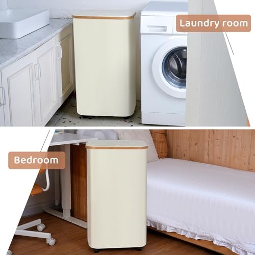 IEGrow Laundry Hamper with Wheels 110L Clothes Basket for Laundry,Beige - Image 6