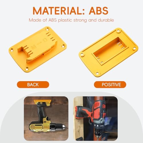 Tool Holders and Battery Mounts Compatible with Dewalt 20V and 60V, Heavy-Duty ABS Wall Organizer Rack with Screws, Drill and Battery Holder Mount for Garage, Workshop, Job Site (20 Pack) - Image 3