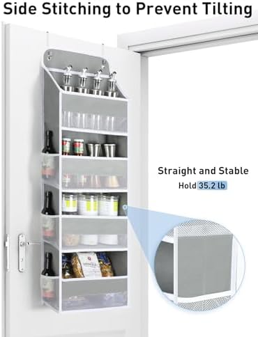 Yecaye 1 Pack Over the Door Organizer, 35.2lbs Load Toy Stuffed Animal Storage, Large Capacity Swing-proof Hanging Bathroom Organizers and Storage for Nursery Newborn Baby Essential Stuff Grey - Image 2