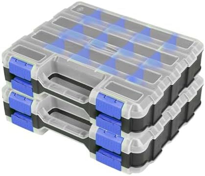 AIDY-PRO Small Parts Organizer Box Storage Case Tools Box Organizer Double Side 34 Compartments Hardware Organizers with Removable Plastic Dividers for Screws Nuts Nails Bolts, 2 Pack by AIDY-PRO