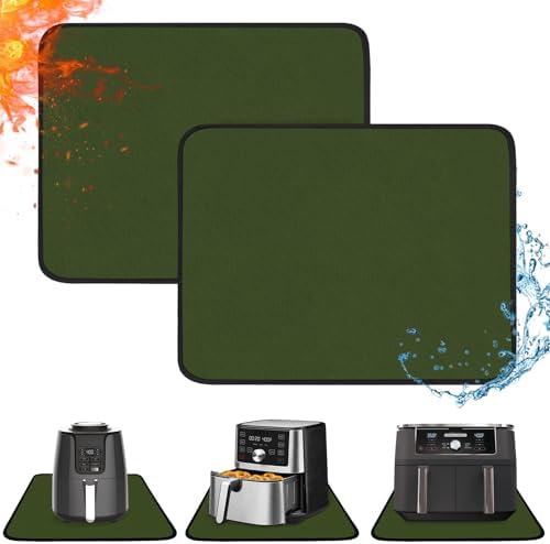 2 PCS Heat Resistant Mats for Countertop Air Fryer, 24x16in, Green by Amerbro