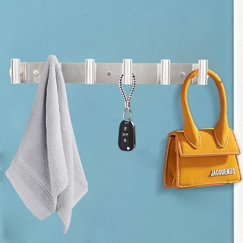 Coat Hook Rack, Wall Mounted Coat Rack with 6 Hooks, Heavy Duty Towel Hook Rack Wall Hooks for Hanging Coat Jacket, Stainless Steel Coat Hanger for Bathroom Entryway Mudroom(Brushed Nickel) - Image 4