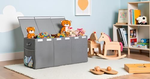 Kids Toy Box Storage Chest with Lid - Extra Large 40 x16 x14'', Grey - Image 2
