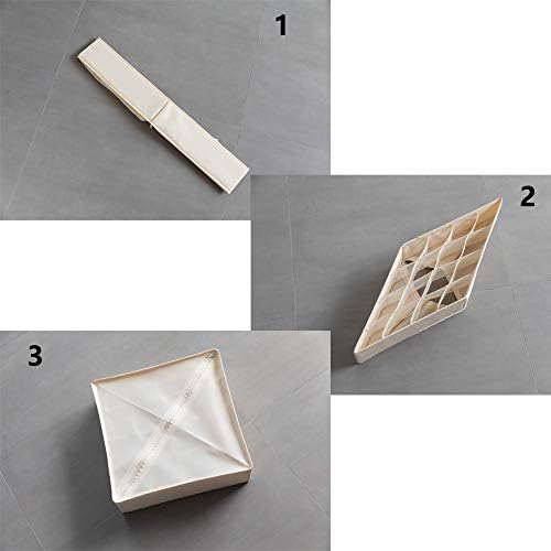 ALYER Collapsible Fabric Drawer Organizer Divider,Closet Storage Box Bins Containers for Panties,Underwear, Ties,Bras, Socks, Lingerie (Beige-24 Cells) - Image 4