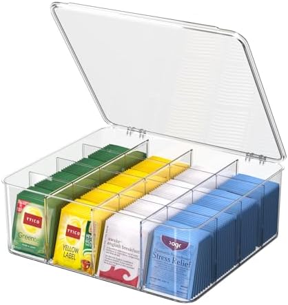 Tea Bag Organizer With Lid: XXL Tea Box for Tea Organizer And Storage by Weaccompanyyoueverymoment