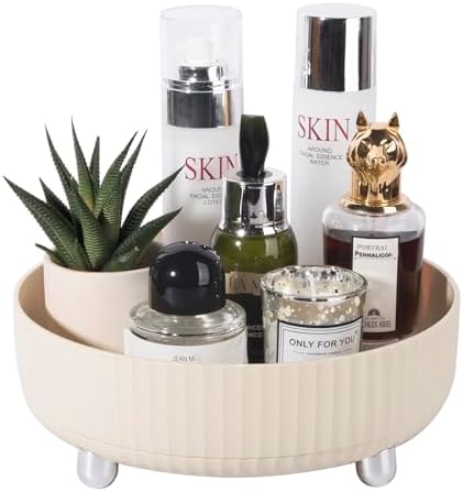 360 Rotating Makeup Perfume Organizer Skincare Tray, Small Beige by Anyoifax