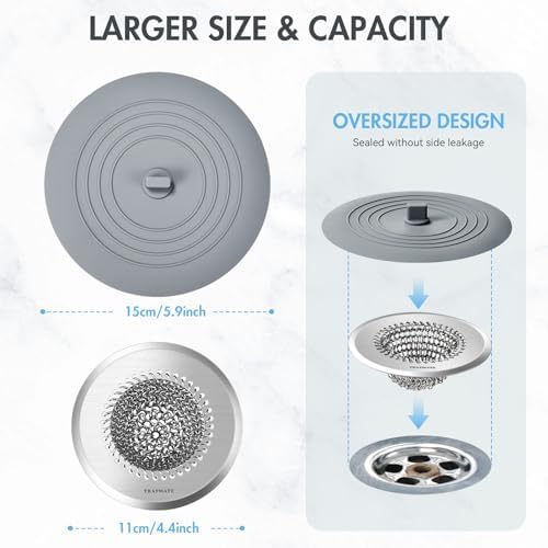 Shower Drain Cover Bathtub Stopper, 4.4" Hair Catcher for Bath, Tub & Sink - Image 3
