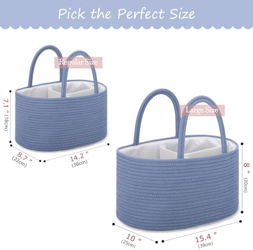 COMSE Baby Diaper Caddy Organizer with Handles, Cotton Rope, Folkstone Gray - Image 5