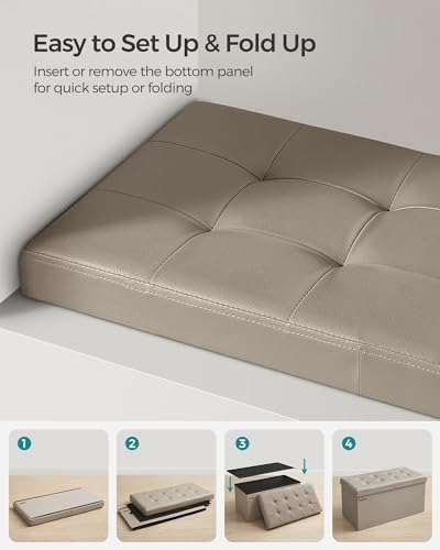 SONGMICS 30 Inches Folding Storage Ottoman Bench with Flipping Lid - Image 6