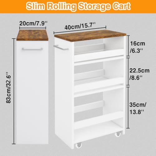 IBUYKE Slim Storage Cart Skinny Rolling Cart Utility Trolley UWST005W-L - Image 4
