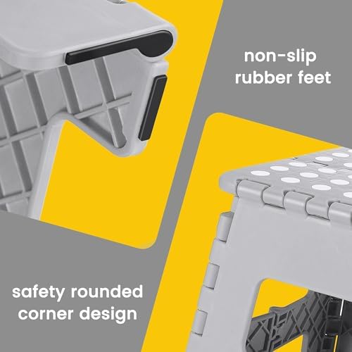 ACSTEP 12 Pack 11 Inch Folding Step Stool, Sturdy Plastic Foldable Step Stool for Kids & Adults, Non Slip Lightweight Collapsible Foot Stools Holds 300 lbs, Ideal for Kitchen, Bathroom, Outdoor, Gray - Image 2