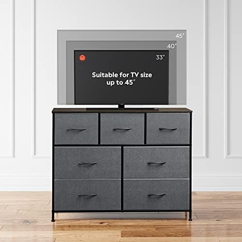 WLIVE Dresser for Bedroom, 7 Drawers, TV Stand, Dark Grey - Image 6