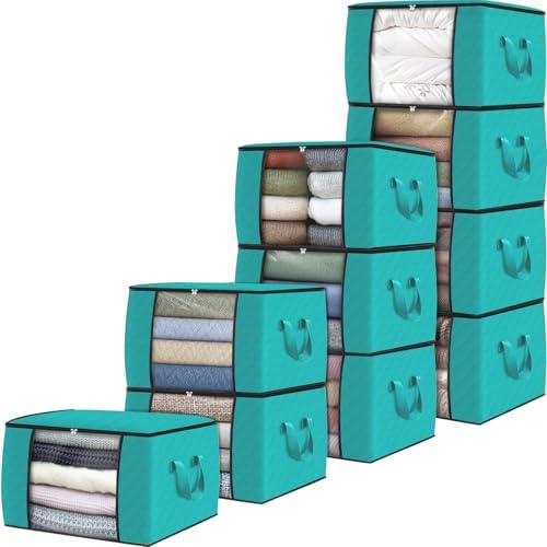 Fab totes 10 Pack Storage Bags for Clothes Blanket Storage Bins with Lids by Fabtotes