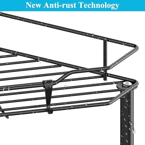 HuggieGems Metal Floor Standing Corner Shower Caddy, Black, 2 Tier - Image 3