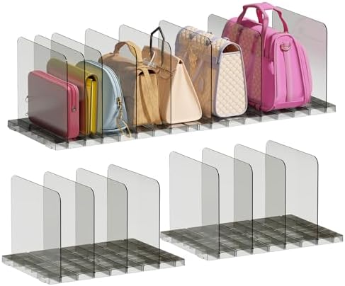 PAVSTINE 2 Pack Adjustable Purse Organizer, Stackable Closet Storage, Black by PAVSTINE