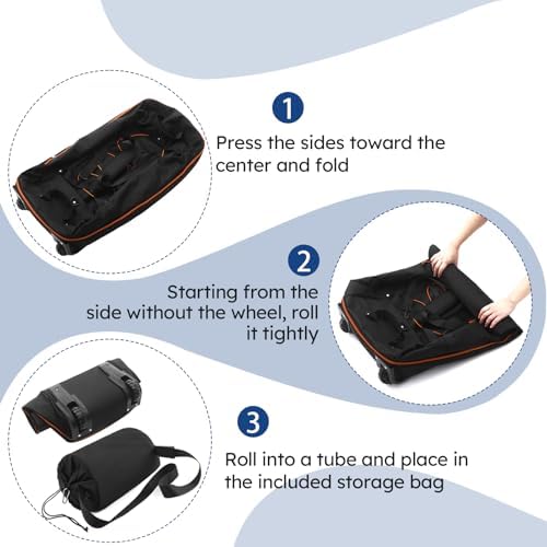 110L Expandable to 140L 32” Foldable Oxford Soft-Sided Rolling Duffle Bag with 2 Heavy-Duty Wheels,2 Large Compartments,Adjustable Shoulder Strap and Attached Organizer Pouch,Black Orange - Image 4