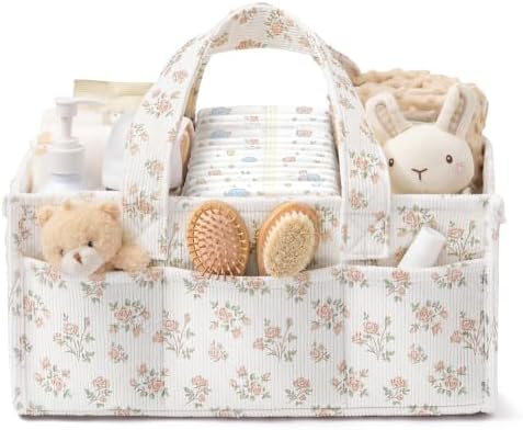Corduroy Baby Diaper Caddy Organizer with Handles, Nursery Storage Basket by Unknown