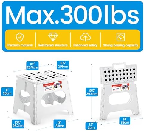 ACSTEP 11 Inch Folding Step Stool for Kids, Non-Slip Foldable Stools, White - Image 4