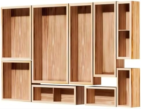 9-Pack Solid Wood Junk Drawer Organizer, Modular Desk Drawer Tray & Accessories with Non-Slip Pad, Multi-Use for Kitchen, Office, Bedroom Dresser, Utensil, Makeup, Stationery, Tea Bags & Coffee Pod by Unknown