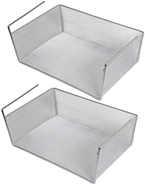YBM Home Under Shelf Basket (2-Pack) Mesh Stainless Steel Storage Under Cabinet Hanging Basket Rack Maximize Space in Cabinets, Pantry Room, Bathroom, Laundry Room, and More, 1131 by YBMHome
