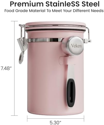 Veken Coffee Canister with Window, Airtight Stainless Steel Container, 22OZ - Image 3