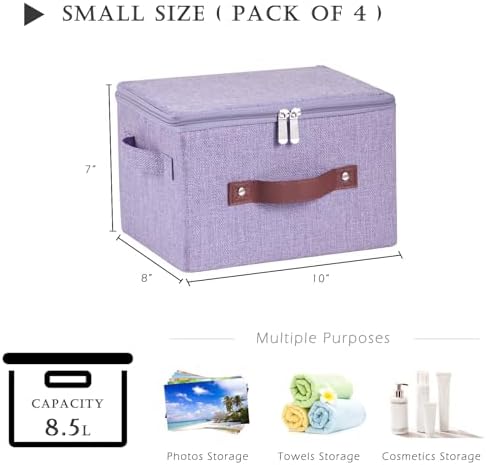 4PCS Storage Bins with Zipper Lids Decorative Lidded Basket Box - Image 3
