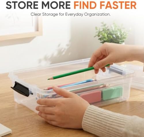 Superio 2.3 Quart Clear Plastic Storage Containers with Lids, Stackable Organizer Bins, BPA-Free Storage Boxes for Home, Office, Dorm & Classroom, 2 Pack - Image 2
