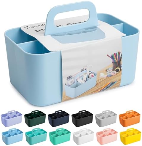 Tiawudi Multipurpose Caddy Organizer, Plastic Caddy with Handle, Stackable Desk Organizer for Stationery, Marker and Pencil, Office Supplies Organizer, Dorm Caddy by Tiawudi