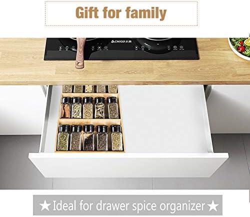 3-Tier Bamboo Drawer Spice Rack Wooden Kitchen Cabinet Spice Organizer Spice Jar Holder, Medicine/Health Care/Vitamin Bottles Storage Rack (Pre-Measure Drawer Dimensions), 1 Pack Drawer Rack - Image 6
