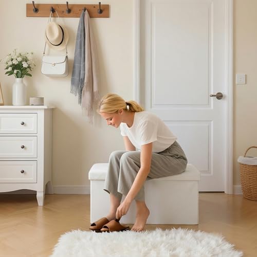 DUMOS 30 Inch Foldable Storage Ottoman Bench, Large Ottoman with Storage - Image 2