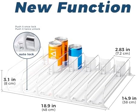 Puricon Drink Organizer for Fridge, Soda Can Organizer -6 Rows, White - Image 6
