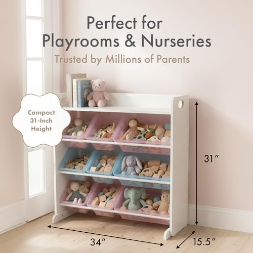 Humble Crew Kids Toy Organizer with Display Shelf, 9 Bins, 3 Tier Storage - Image 2