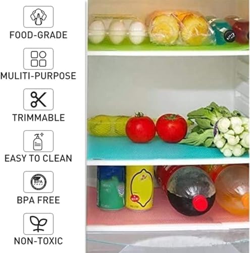 Aiosscd 7 PCS Shelf Mats Refrigerator Liners Washable Refrigerator Pads Fridge Mats Drawer Placemats Home Kitchen Gadgets Accessories Organization for Top Freezer(2green+2pink+3blue) (Pack of 2) - Image 2