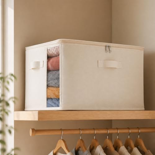 3 Pack Canvas Comforter Storage Bags for Clothes & King Comforters, Natural - Image 6